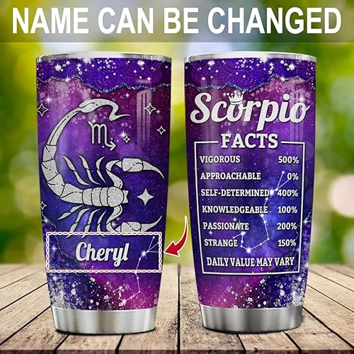 Miniatura 2 de winorax Vaso personalizado de astrología con signo del zodiaco y escorpio, vaso aislado de acero inoxidable del zodiaco, taza de viaje para café con