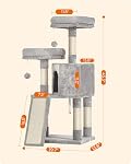 FEANDREA Cat Tree, 45.3-Inch Tower With Scratching Posts, Ramp, 2 Plush Perches, Cave, for Small Spaces, Apartment, Light Gray UPCT141W01 | 45.3-Inch Cat Tower, Plush Condo with Scratching Post, Ramp, Perch, Spacious Cave, Light Gray