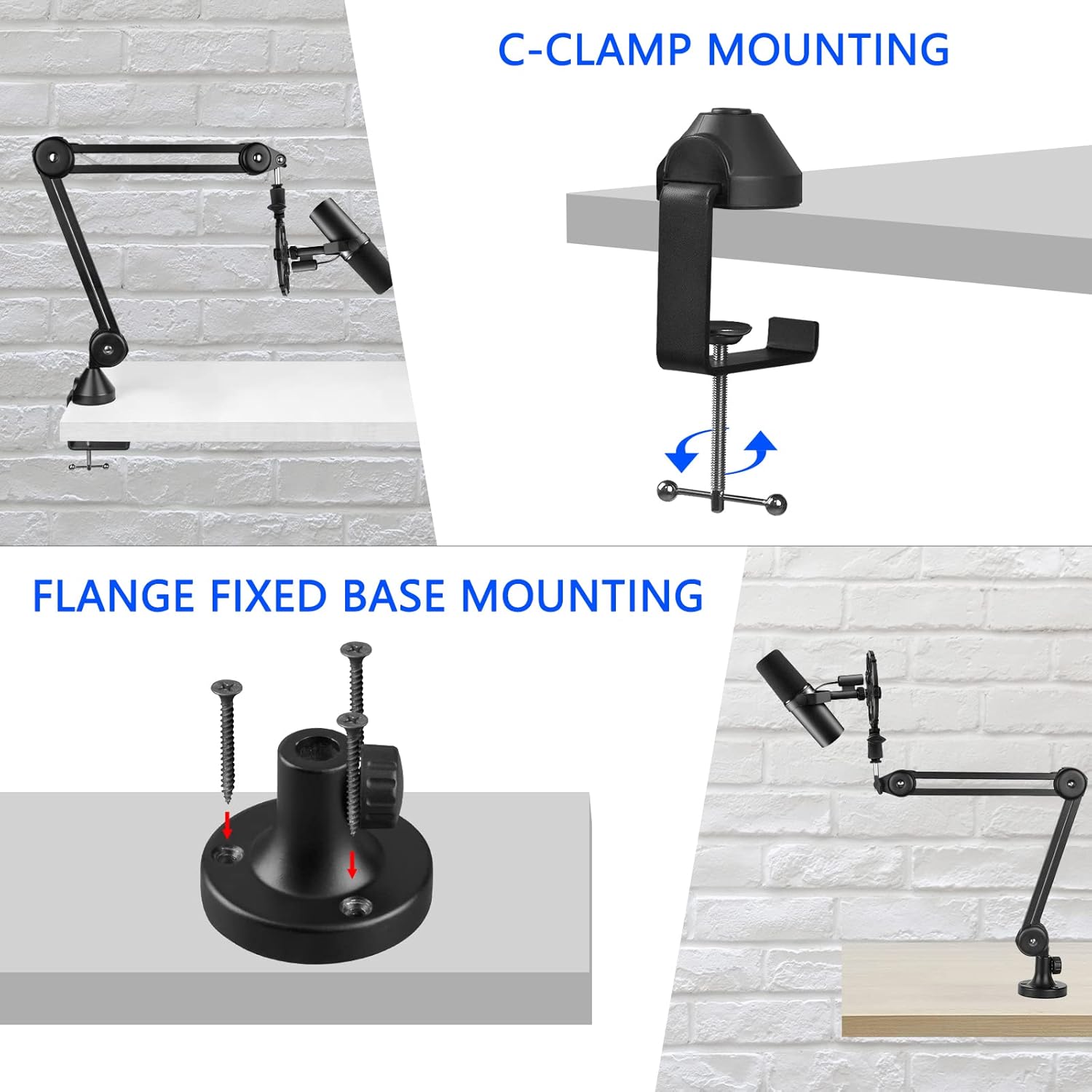 Geekria for Creators Professional Microphone Boom Arm Compatible with Shure MV88+, SM7B, MV7, SM58, SM57, Suspension Mic Stand, Adjustable Desk Mount Holder for Studio Recording, 25" Reach