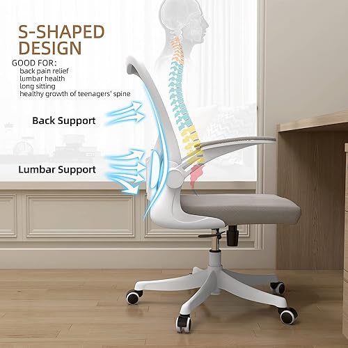 Miniatura 7 de Monhey Silla de oficina ergonómica con soporte lumbar, reposacabezas y brazos abatibles, altura ajustable, mecedora, respaldo alto, silla de