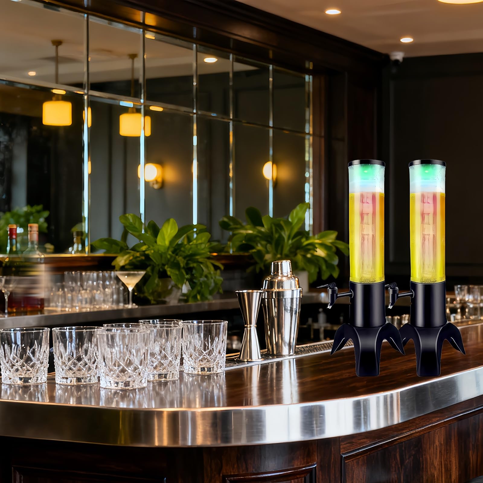 1,5 l Mimosenturmspender, 1,5 l Getränketurm, Tisch-Bierspender mit Eisröhre, für Bars, Bars, Partys, Restaurants (1 Packung)