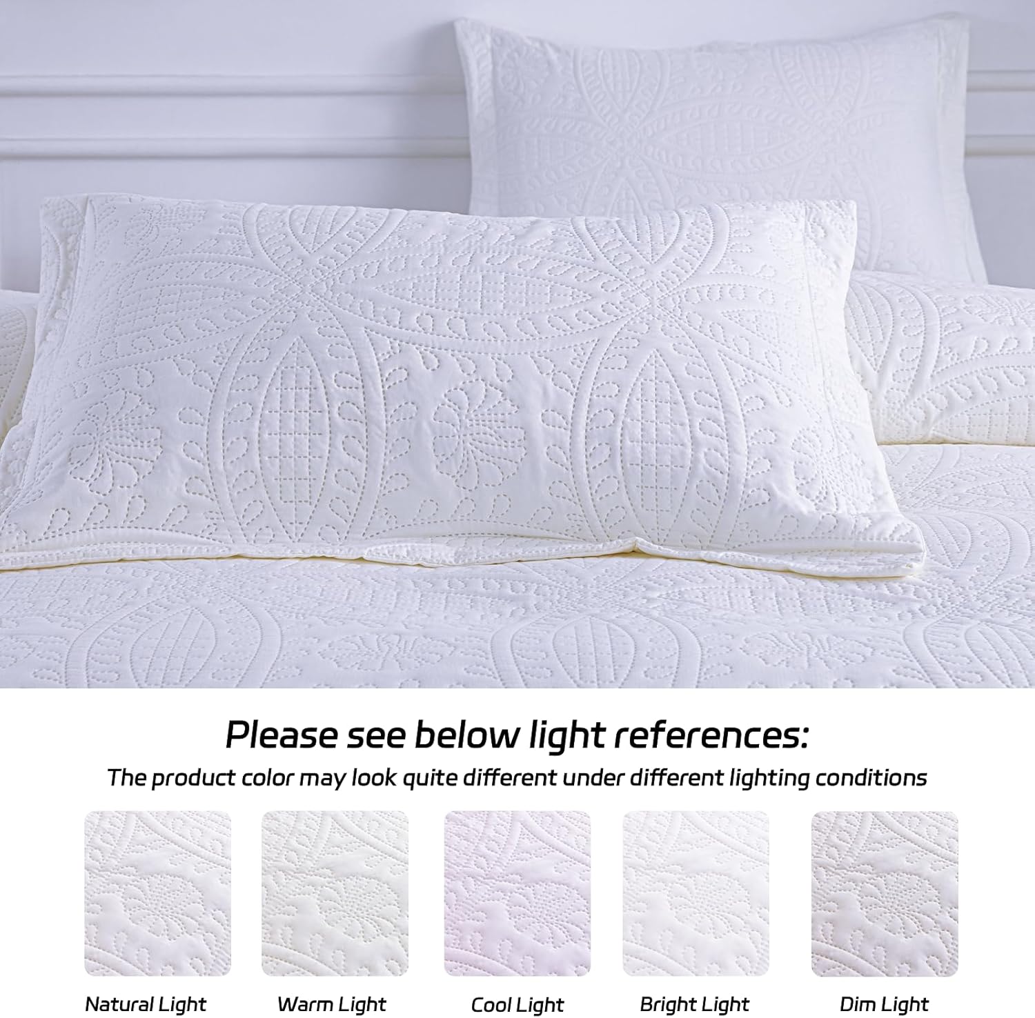 SheRest Twin Quilt Bedding Set - White Soft Breathable Bed Quilt, Modern Style Embossed Bedspreads, Lightweight Microfiber Reversible Coverlet for All Seasons - 1 Quilt, 1 Pillow Sham - Image 7