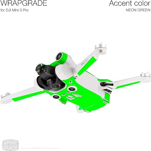 Miniatura 3 de WRAPGRADE Adhesivos para la piel compatibles con DJI Mini 3 Pro  Color de acento (verde neón)