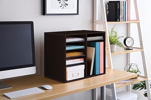 Vista 103 de Safco 9422GR - Organizador de papel y literatura ajustable de madera, 16 piezas ajustables, construcción duradera apilable, hogar, oficina, correo