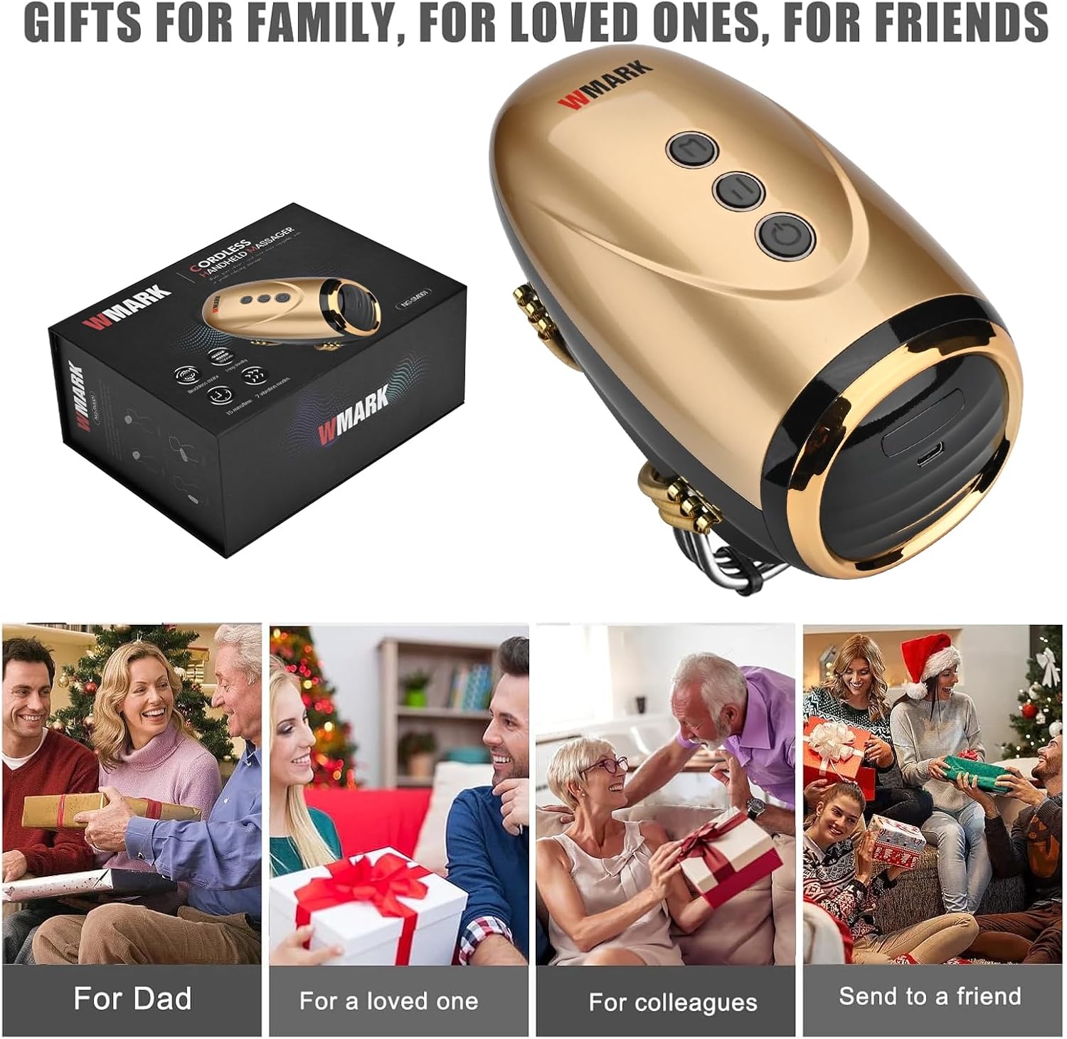 Professional Haircut Massager/Cordless Handheld Massager, Vibration Neck/Legs/Hands/face Massager, 2 Massage nodes 2600AMH（Golden） - Image 6