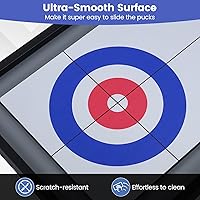 Vista 5 de Goplus Juego de mesa 2 en 1, juego de mesa portátil de 2 caras con 8 discos rodantes, juego de mesa de tejo de madera y curling para adultos