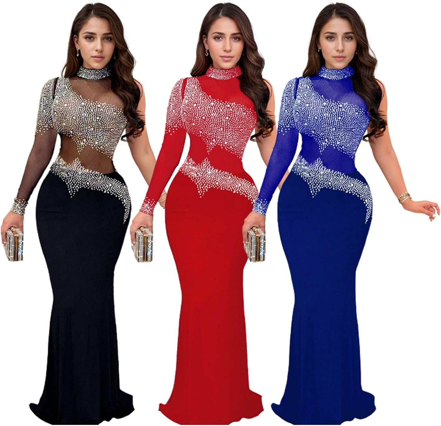 Nagfar Women Rhinestone and Sequin Birthday Party Sexy Club Night Out Holiday New Years Formal Dress - Image 6