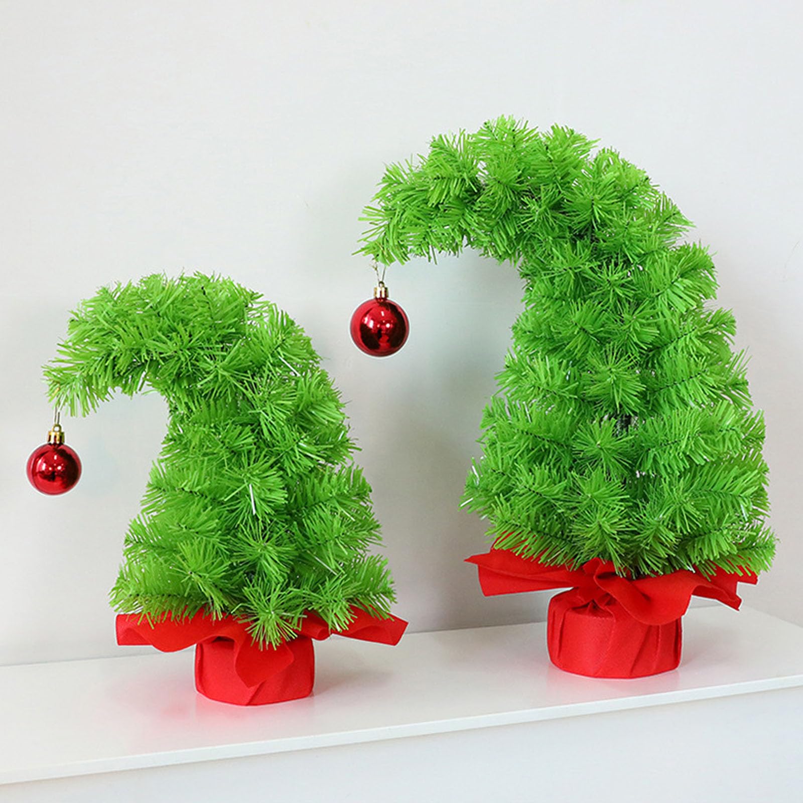 XAGMODSHN Decoración de árbol navideño Verde Torcido para Escritorio, Dormitorio, Oficina, decoración de Festivales, Suministros caprichosos para Fiesta de Navidad