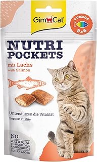 GimCat Nutri Pockets with Salmon - Crispy Cat Snack with Creamy Filling and Functional Ingredients - 1 Bag (1 x 60 g) product image