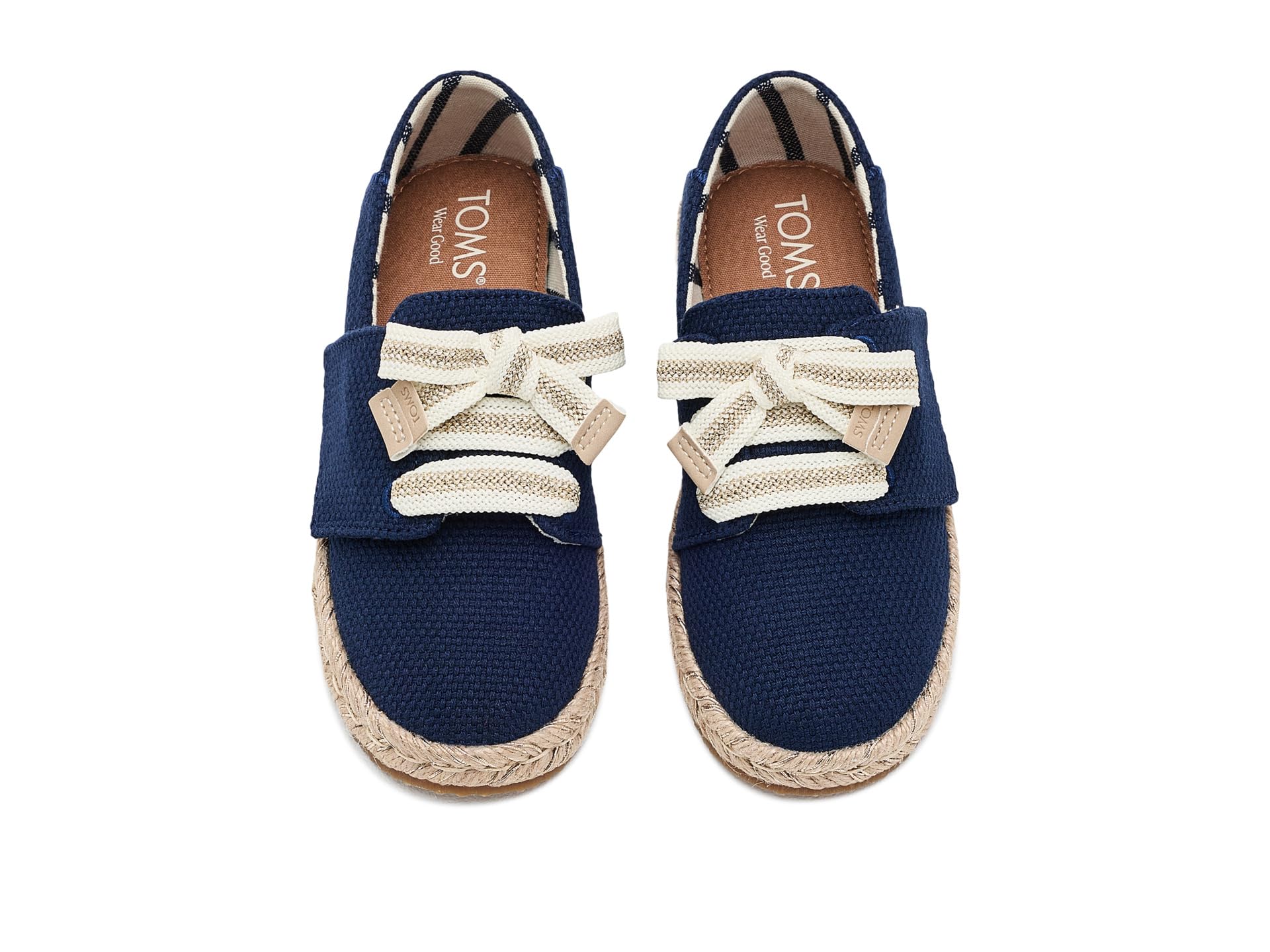 TOMS Alpargata Carolina con Cordones para niña, Tejido Azul Marino, Talla 3