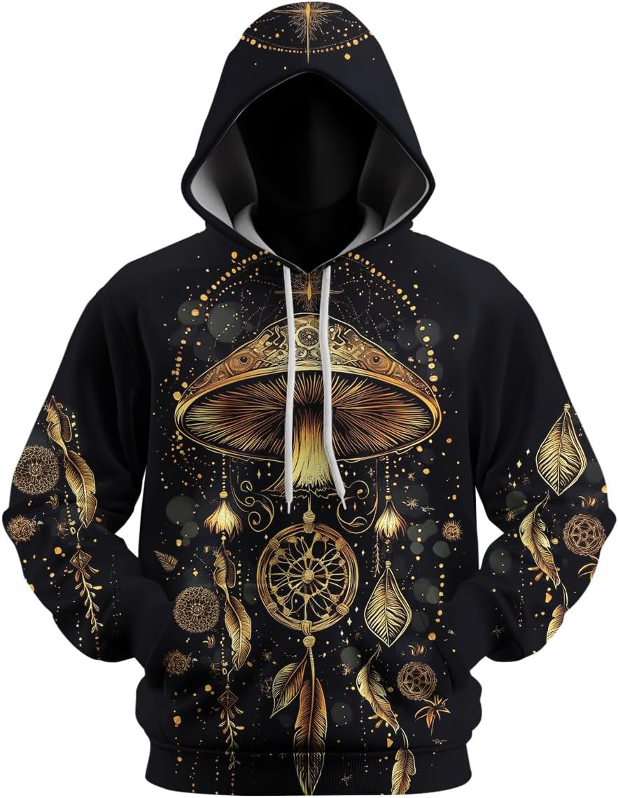 Novelty Mushroom Printed Hoodies Sweatshirt Funny Graphic Hooded Pullover Unisex - Image 3