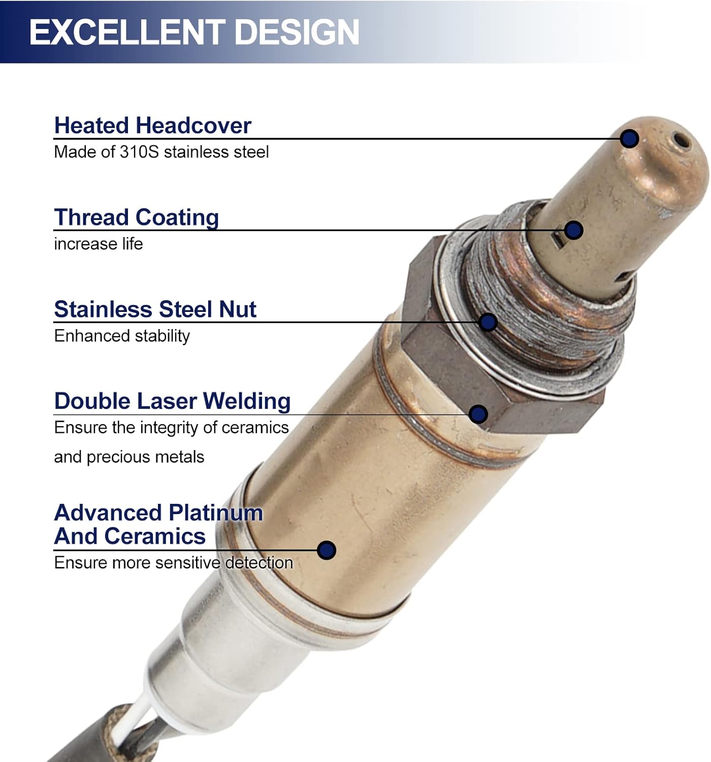 O2 Oxygen Sensor Upstream and Downstream for Ford Aerostar Contour E150, for Jaguar S-Type, for Lincoln Aviator, for Mazda 6 CX-9, for Mercury Mariner, for Aston Martin, Replace 15716, 15718 4Pcs