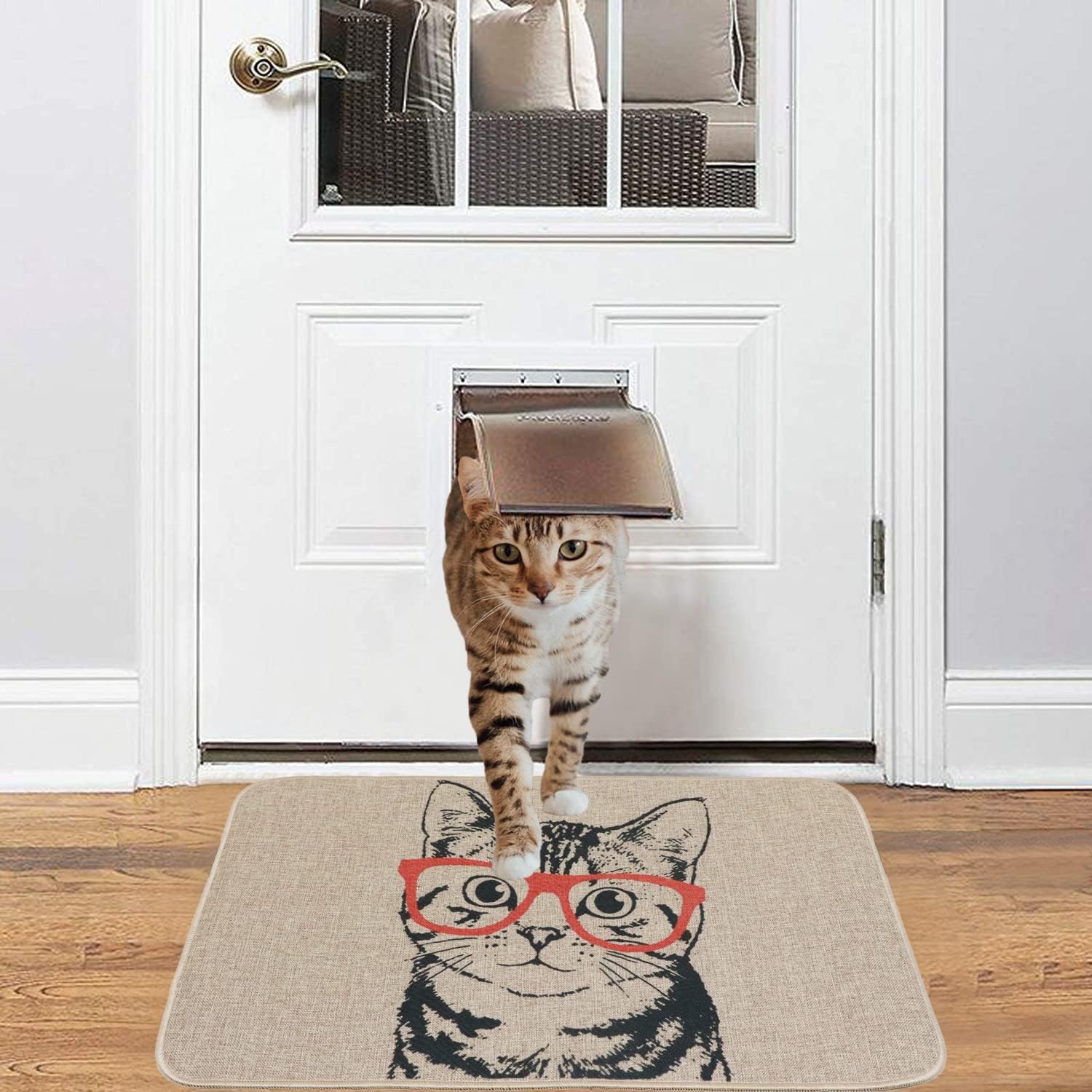 Welcome Mats for Front Door Cat Door Mats Funny Animal Kitty Doormat Home Floor Mat Non Slip Rubber Entrance Rug for Indoor Outdoor Housewarming Gifts Cat Decor 17x28 inch