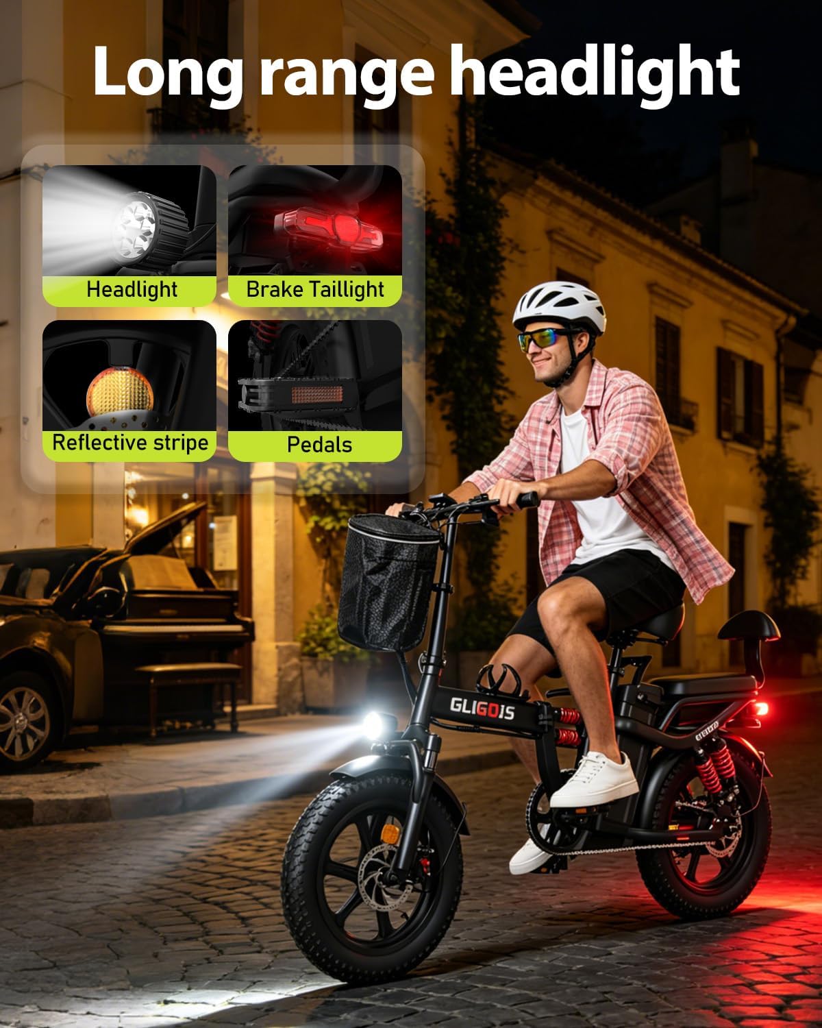 Rakowe Electric Bike for Adults, 1000W Peak Motor with Max 60Miles PAS Range EBike, 16" Folding Electric Bick with 48V Removable Battery, UL2849