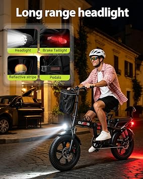 Rakowe Electric Bike for Adults, 1000W Peak Motor, 48V Removable UL Certified Battery, Up to 60 Miles PAS Range, 16 / 20 Fat Tire, Folding Options, 2 Seater All-Terrain Electric Bicycles