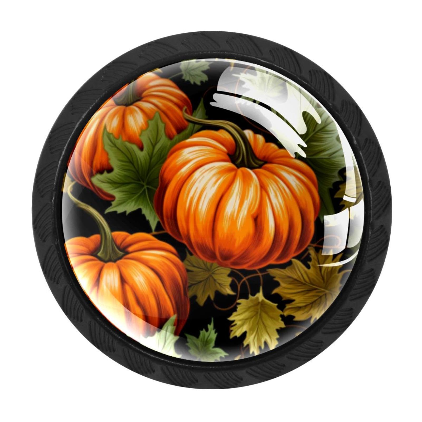 CHENZZZZ 4 Pack Black Thanksgiving Pumpkin Kitchen Handles, Cabinet Pulls Hardware for Cupboard Drawer Knobs Dresser Pulls