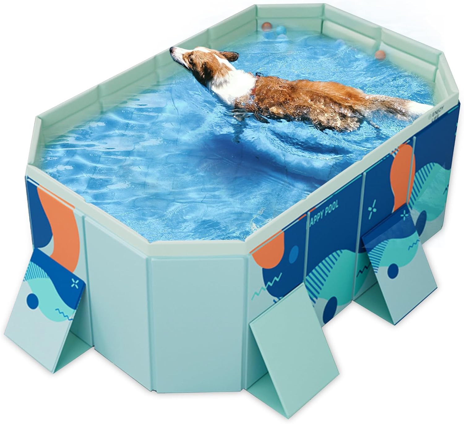 Large Foldable Paddling Pool for Kids & Adults – 1.85m Non-Inflatable Family Swimming Pool – Sturdy Hexagonal Design, Easy Setup & Storage – Outdoor & Indoor Use – Includes 10 Ocean Balls & Repair Pat