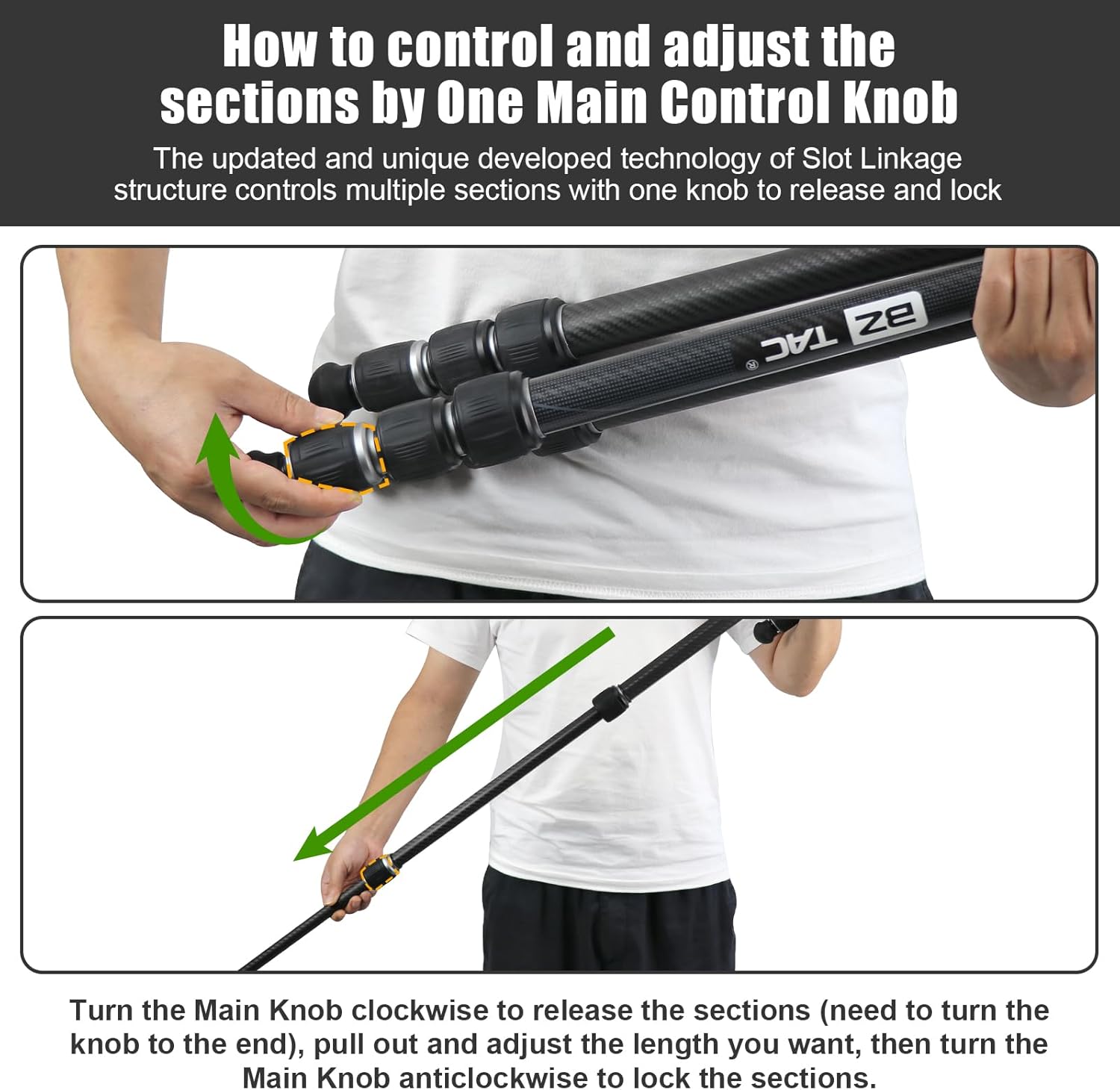 Luxurious One Main Control Knob Carbon Fiber Shooting Tripod with 360 Degree Ball Head, Quick-Release Arca-Swiss Mount or Picatinny Mount System for Hunting, Shooting, Glassing, and Outdoors