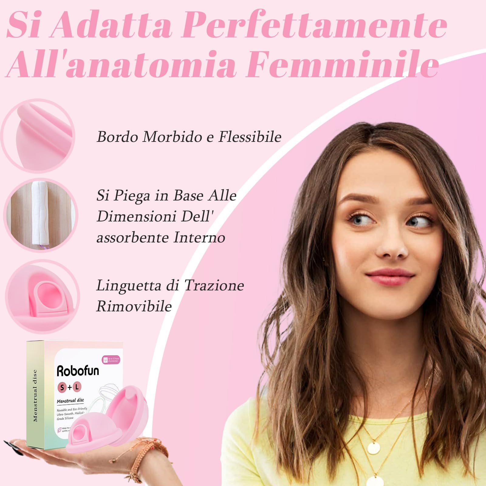 Coppetta Mestruale, 2 Pezzi (S+L) – Coppetta Mestruale Riutilizzabile in Silicone Medico 100% per Tutti i Periodi Mestruali, Senza Rischio per lo Sport e il Nuoto - Rosa