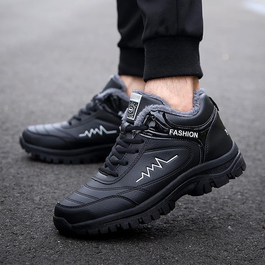 Scarpe da ginnastica nere da uomo e da donna, invernali, calde,  impermeabili, antiscivolo, da trekking, con punta tonda, con motivo a  stampa, a, 40 EU : Amazon.it: Moda