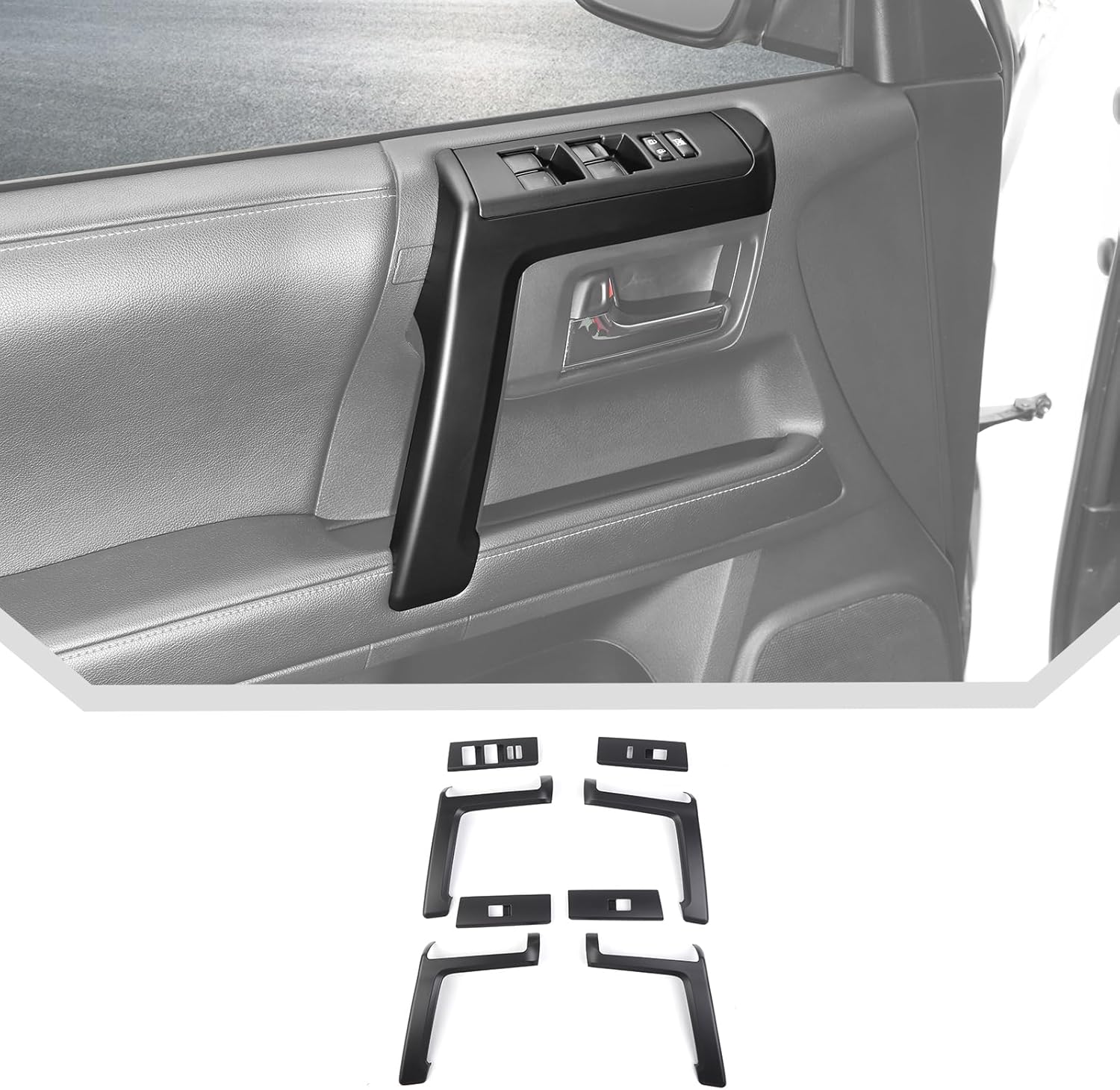 JeCar 8pcs Matte Black Interior Door Handle Covers Trim Kit for Toyota 4Runner 2010-2023