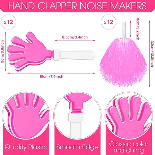 Miniatura 2 de Sosation 36 pompones de animadora y palitos de trueno para eventos deportivos, juegos de fútbol, escuela, baile, equipo, artículos de espíritu,