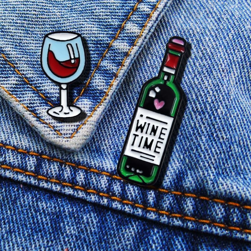 2 pcs Creative Cartoon Red Wine Bottle DIY Metal Pin Badge Decorative Accessories For Clothes Backpack Hat Holiday Party Gift Boys And Women Accessories image 4