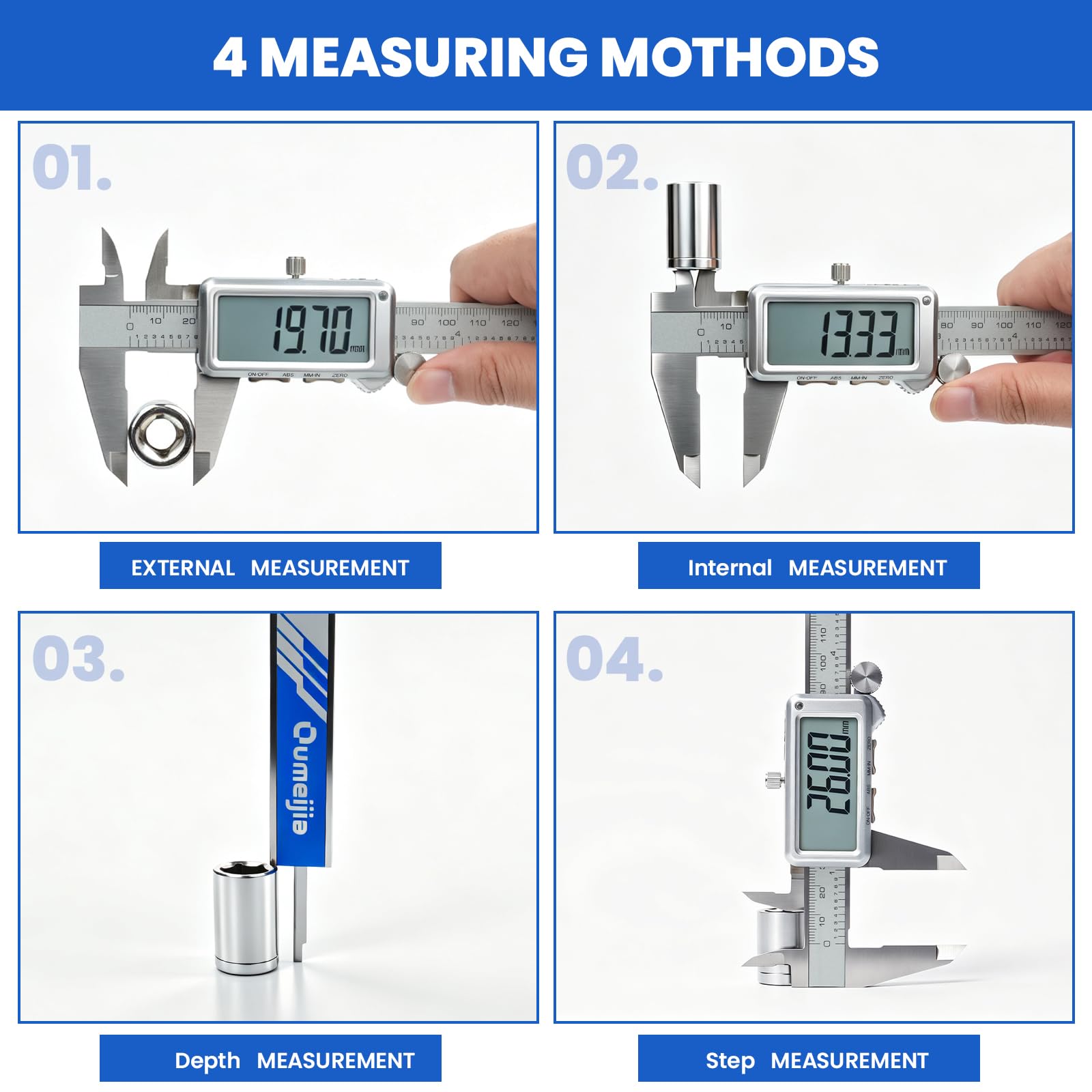 Digital Caliper 0-8 Inch - USB Rechargeable -5