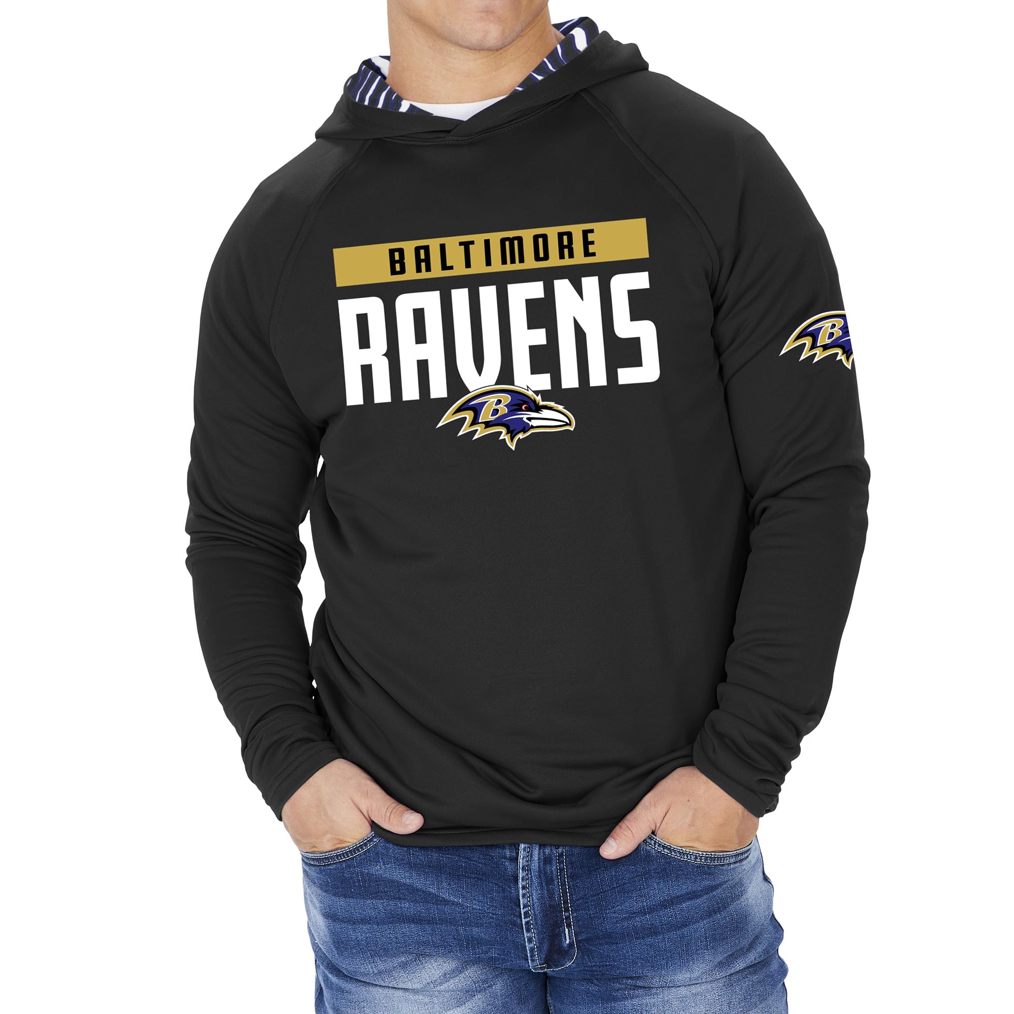 Zubaz NFL Football Men's Solid Team Hoodie with Camo Lined Hood and Sleeve Graphic — view 29