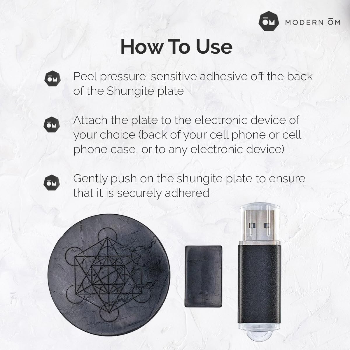 Shungite Plates for Cell Phones, Tablets, Laptops | Shungite Stone Stickers for Electronics with Sacred Geometry – Set of 2, Large Plate with Metatron’s Cube