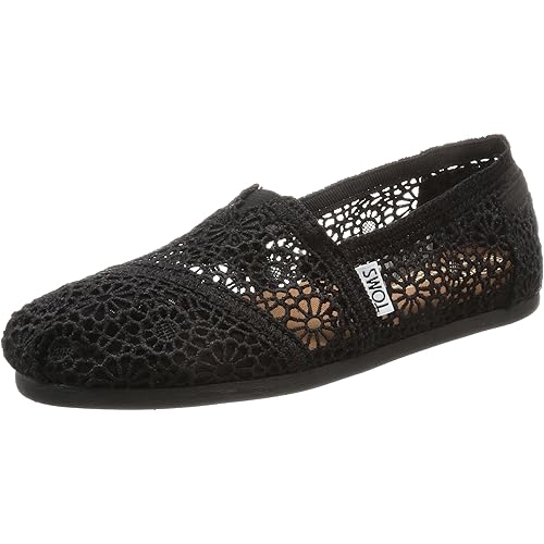 TOMS Women's Black Moroccan Crochet Classic 10007853 (Size: 9.5)
