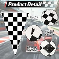 Vista 5 de MARFOREVER Pancarta de bandera a cuadros en blanco y negro de 164 pies, 80 banderas de carreras de autos de carreras, banderines de bandera