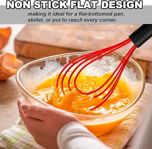 Miniatura 3 de Anaeat Juego de 4 batidores de cocina de silicona, perfectos para utensilios de cocina antiadherentes, batidora de leche y huevos para batir,