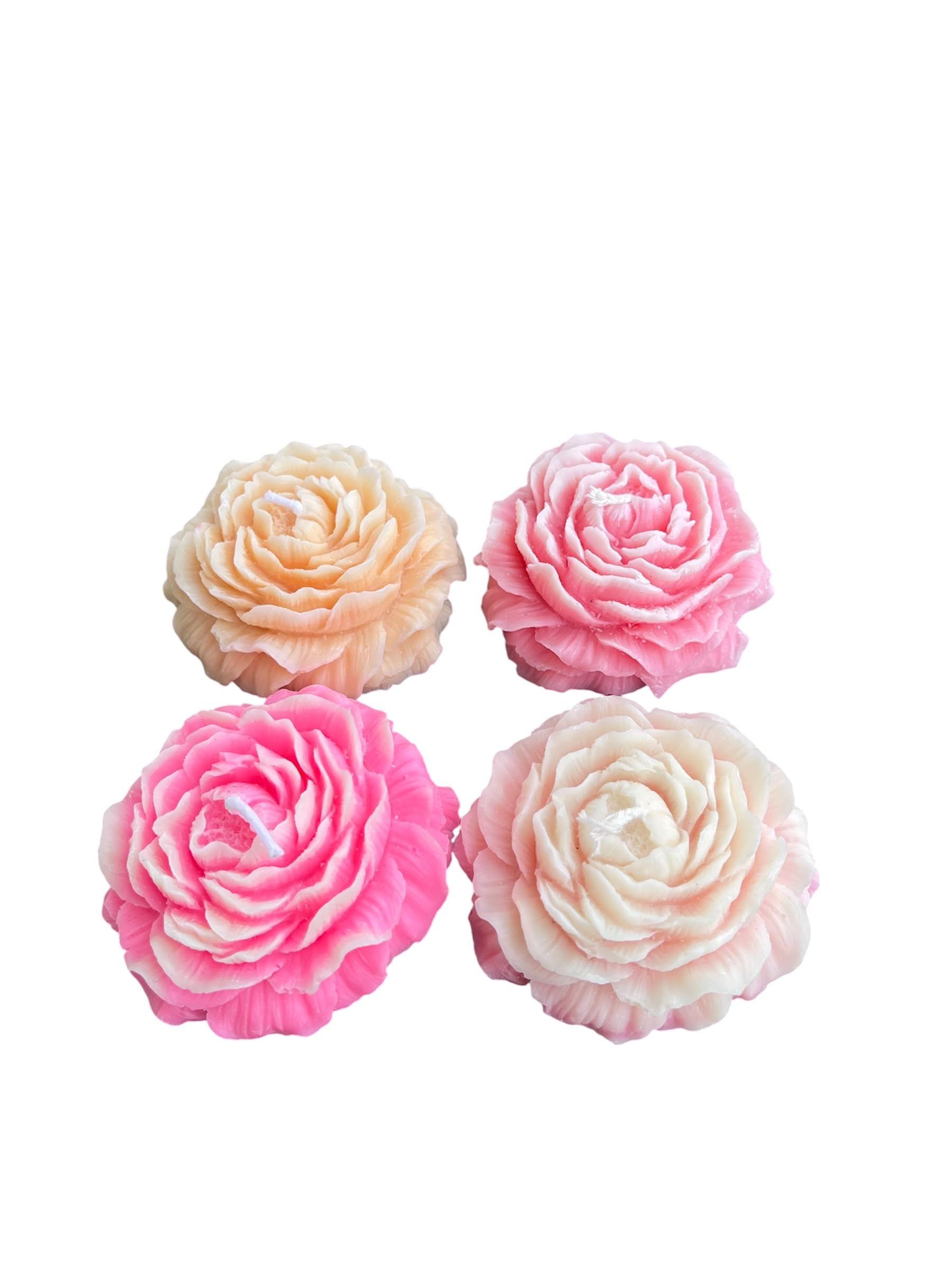 BRIGHTAURA 3D Peony Flower Scented Candle with Romantic Bright and Cheerful for Home Decor Pack of 4 (Multicolored)-picture-24