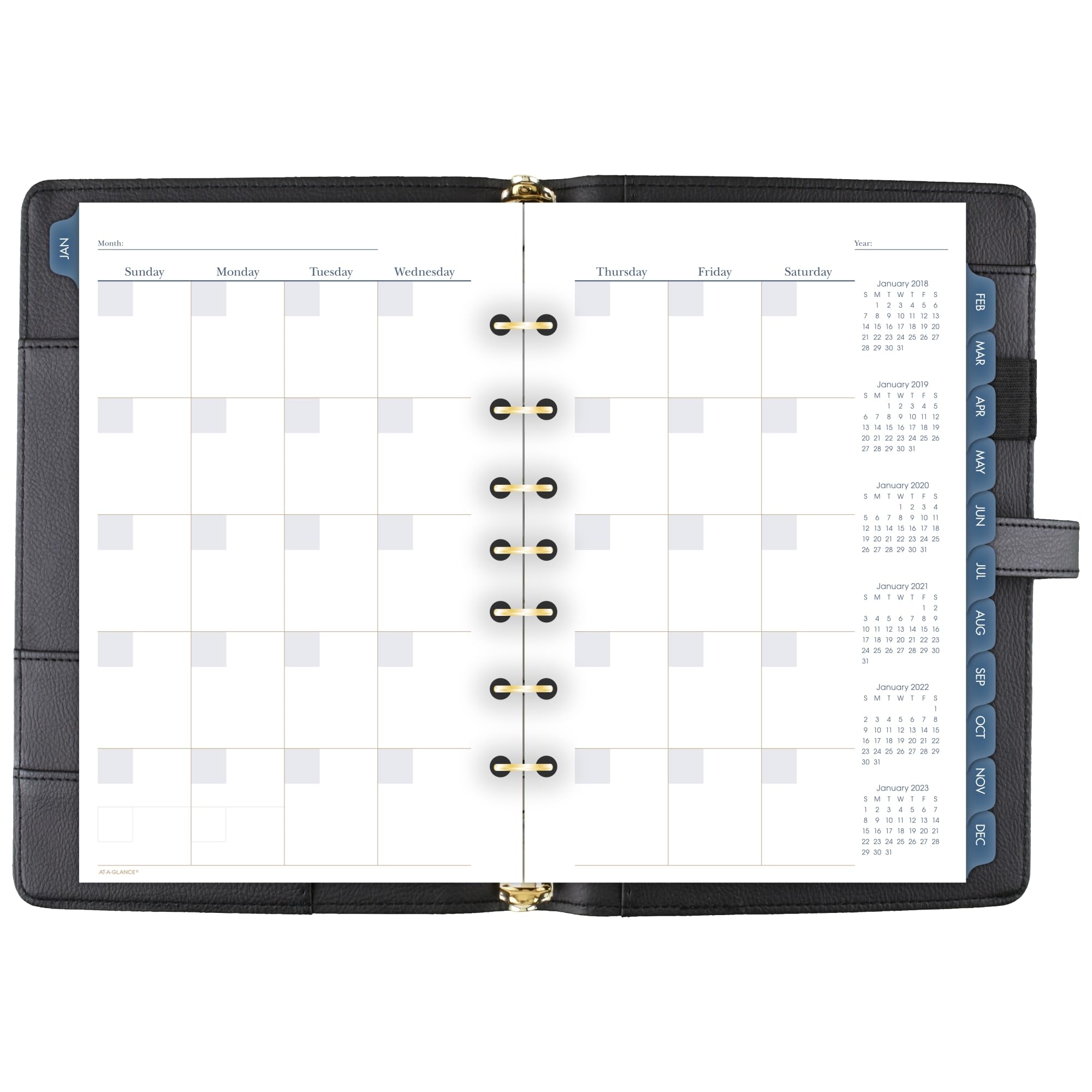 AT-A-GLANCE DR1118-040-05 - Set di 7 anelli, in finta pelle, per scrivania, 15 x 20 cm, colore: nero