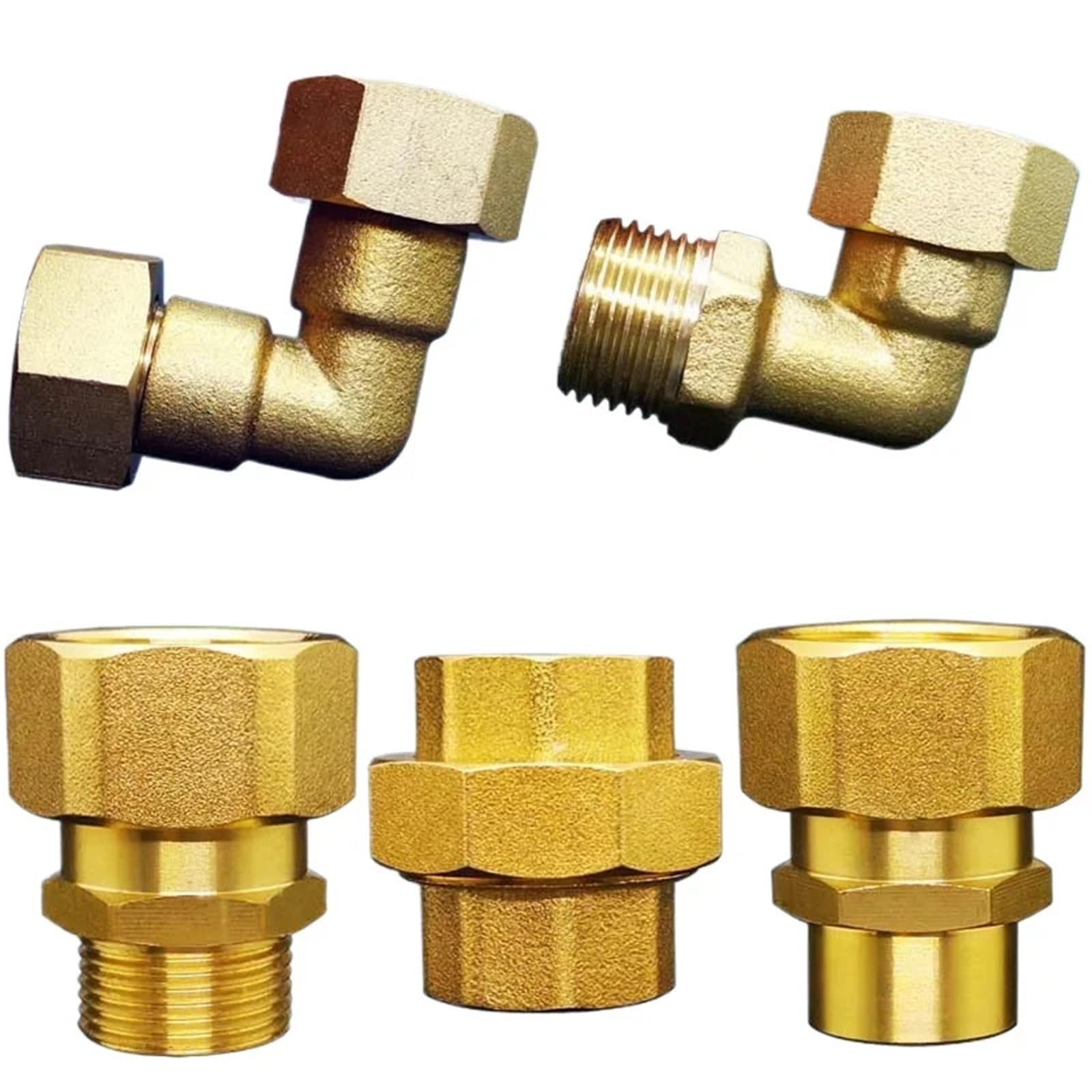 DN15 DN20 DN25 1/2" 3/4" 1" BSP Hembra Macho Unión Acoplador Adaptador Codo Latón Accesorio de Plomería Conector Hogar Jardín Agua(G1 FemalexG1 Male)