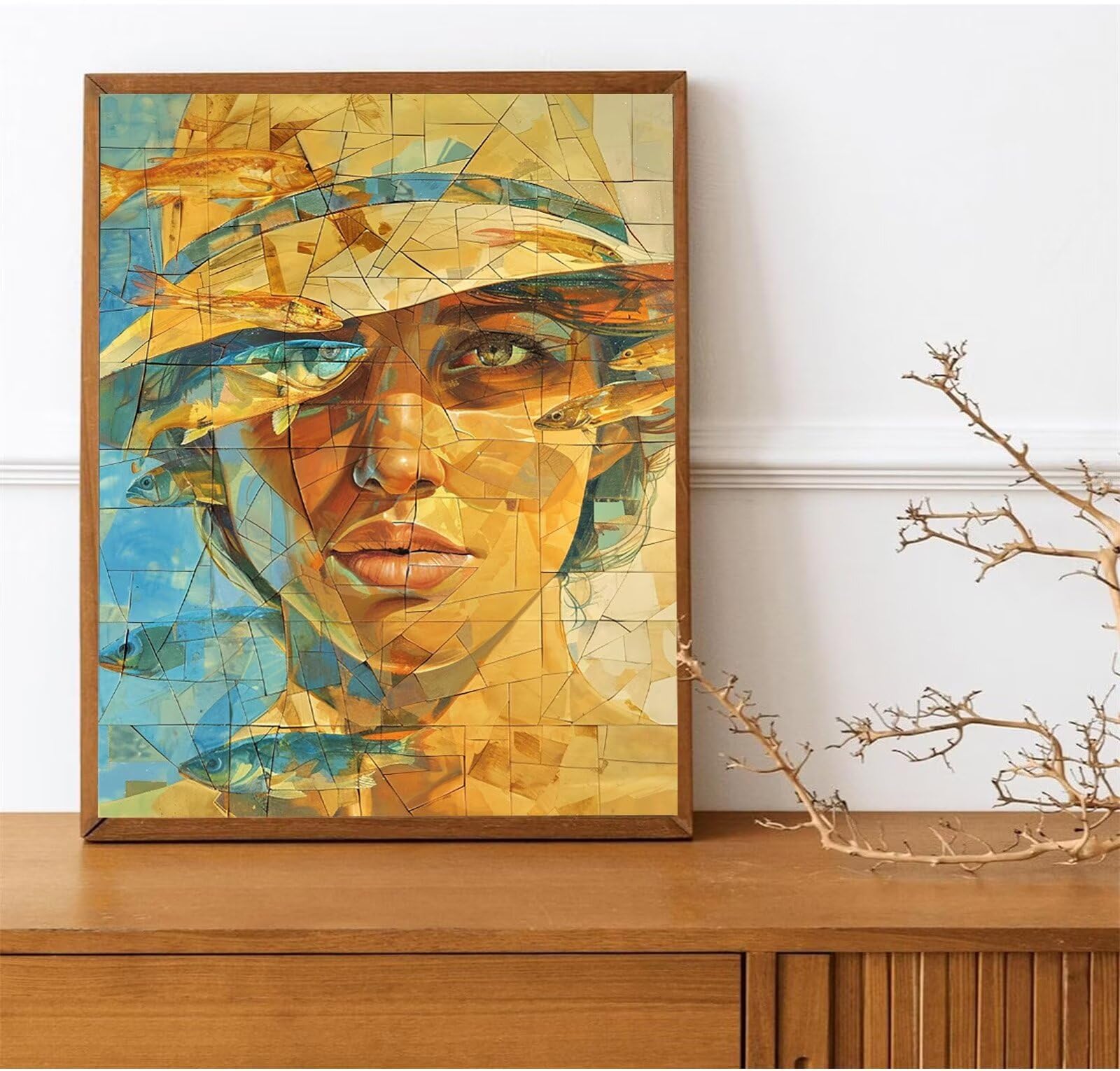 Hut-Malen nach Zahlen für Erwachsene, DIY digitales Ölgemälde-Set auf Leinwand mit Pinseln und Acrylpigment, Damen Street Artwork für Heimdekoration 60x80cm (mit Rahmen)