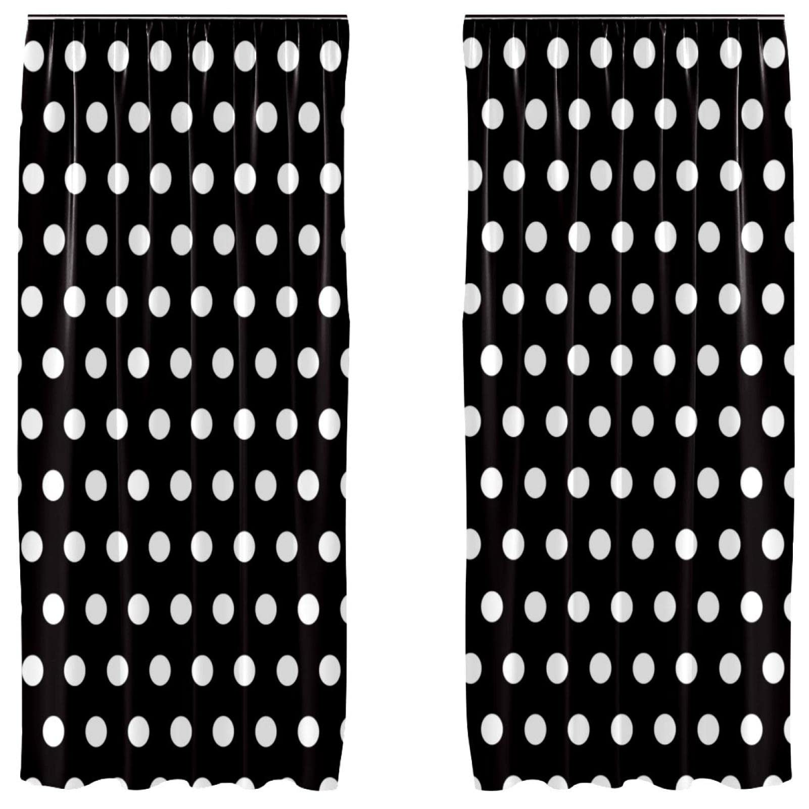 Rideaux de fenêtre hauts de gamme à pois noirs et blancs pour salon