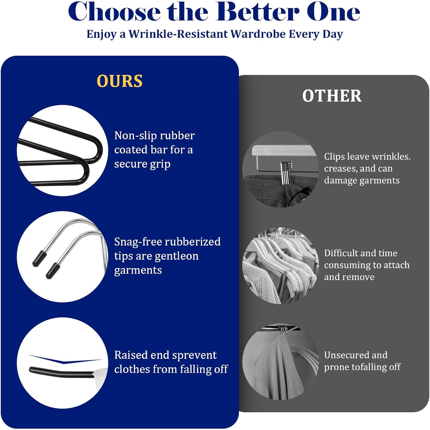 Pants Hangers 30 Pack Non Slip,Trouser/Blanket/Jeans Hangers for Closet Space Saving,Open Ended Pants Hanger Strong Durable (Black)