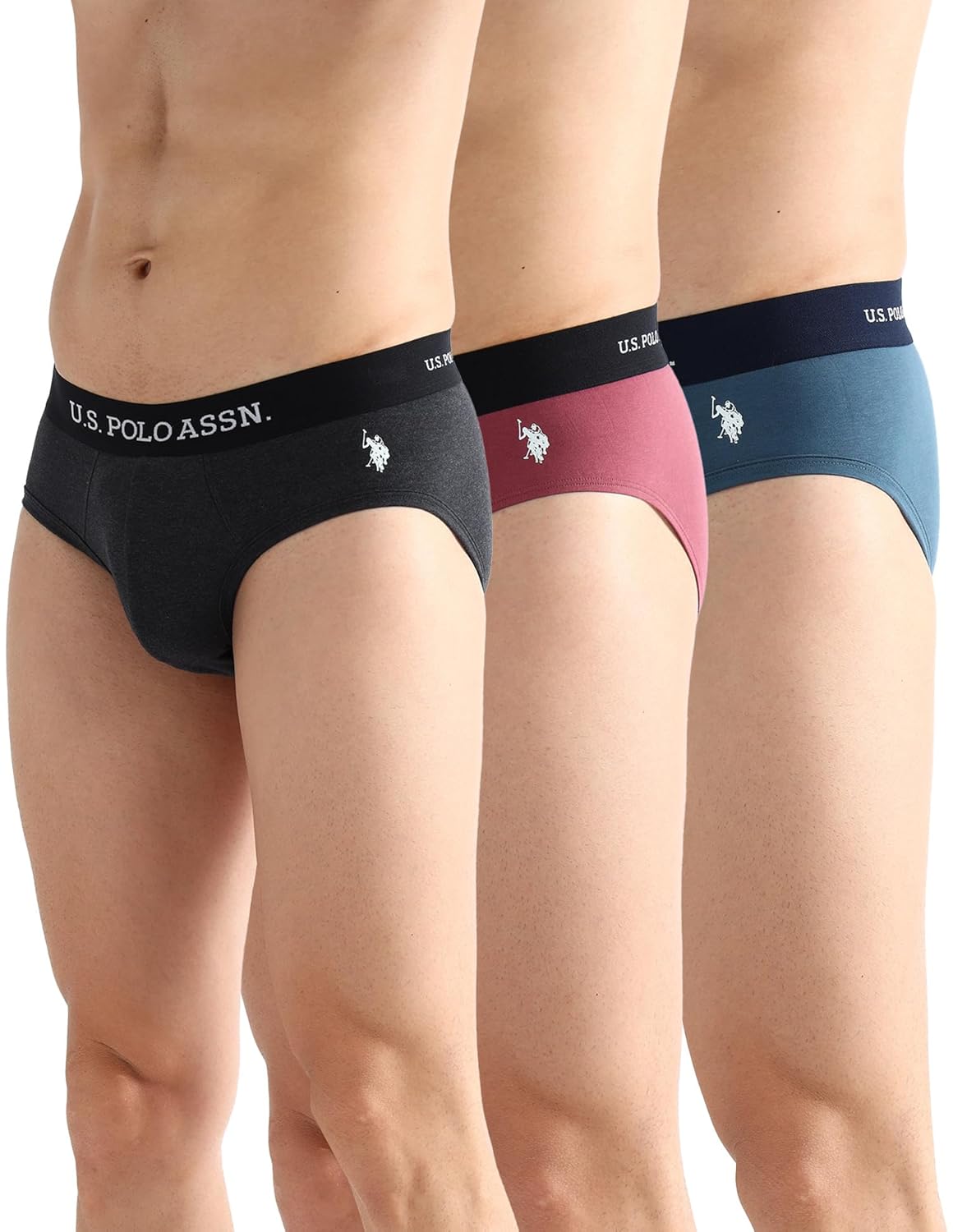 U.S. POLO ASSN. Mens Elasticized Waist Solid Underwear Briefs – Pack of 3