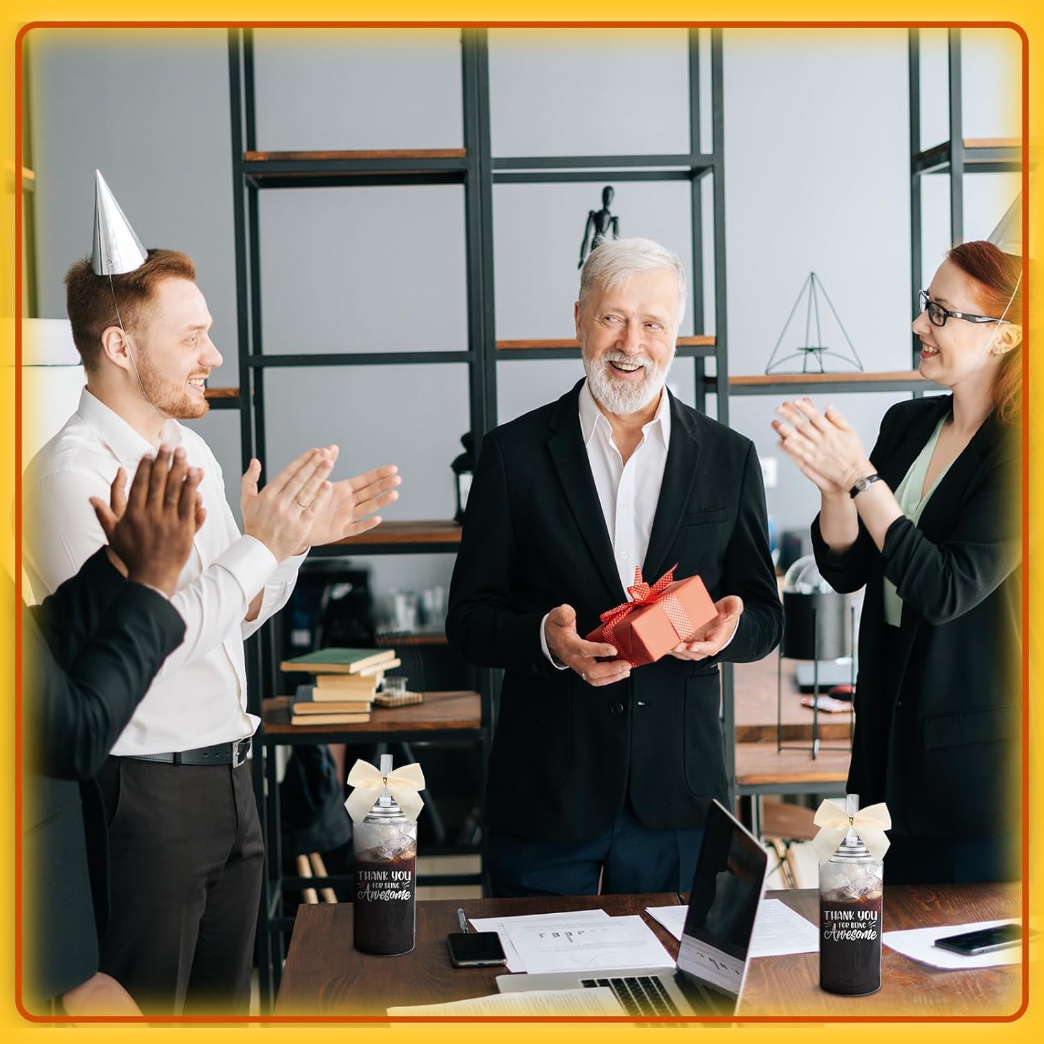 Skylety 20 Set Employee Appreciation Gifts Bulk 20 13.5 oz Thank You Skinny Plastic Cup with Lid Straw 20 Inspirational Keychain Birthday Gift for Men Women Coworker - Image 6