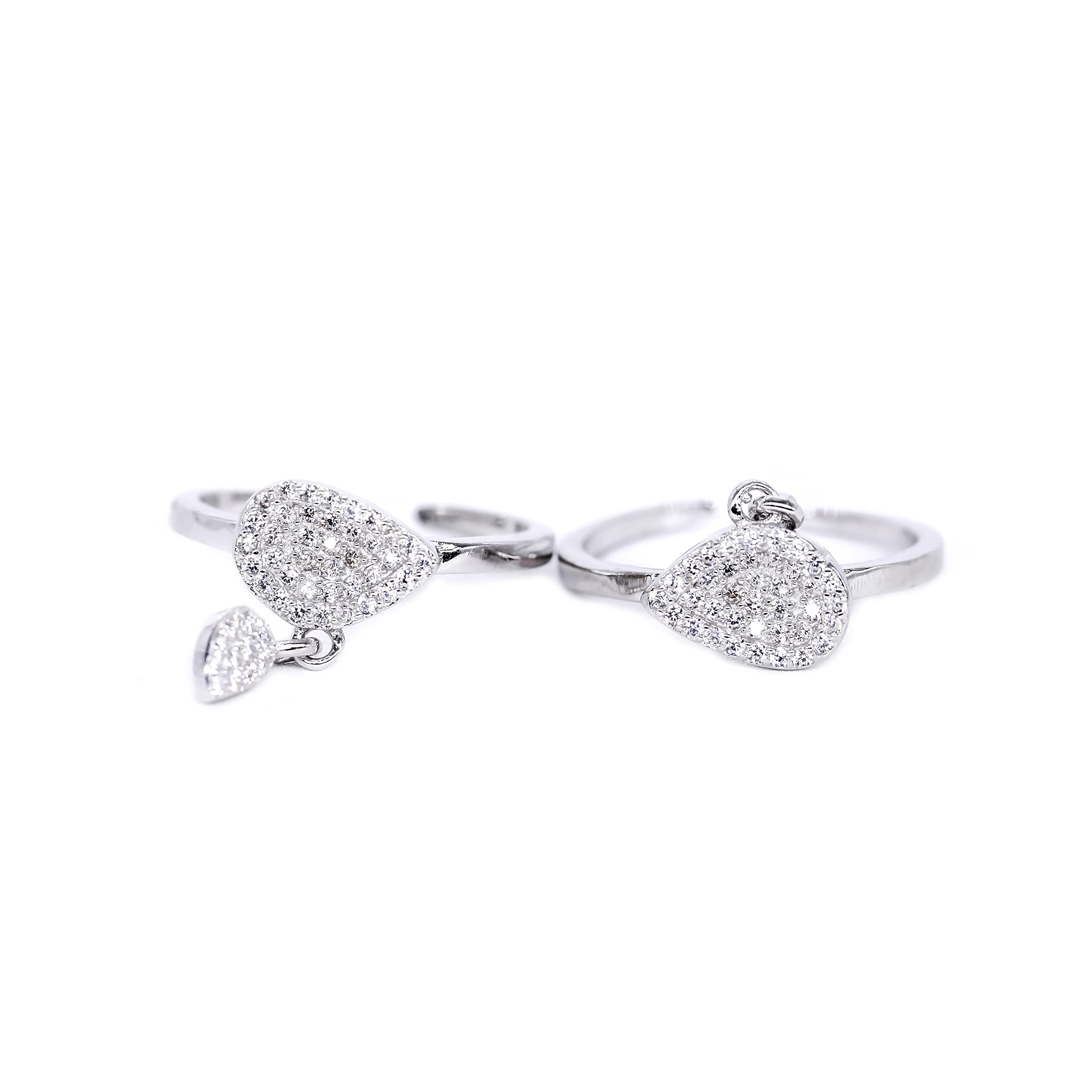 jsaj TOERING CHUTKI BICHIYA CHARMS HANGING TOERING WITH ZIRCONIA STONE IN RHODIUM PLATING FOR GIRLS AND WOMENS INNPURE SILVER-picture-19