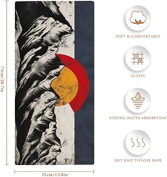 Colorado Flag Mountain Hand Towels Washcloths Lightweight Ultra Absorbent Quick Drying Soft Towels for Bath/Yoga/Golf/Face Towel Men/Women 28.7 * 13.8in
