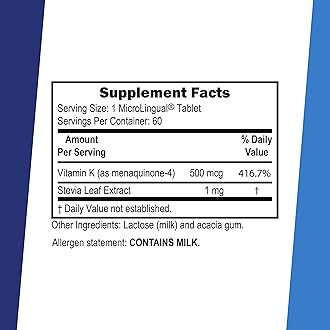 Superior Source Vitamin K2 500 mcg MK-4 - Bone Strength & Health Support Supplement - Vitamin K Supplement Helps in Soft Tissue Health & Calcium Absorption - 60 Sublingual Dissolving Tablets