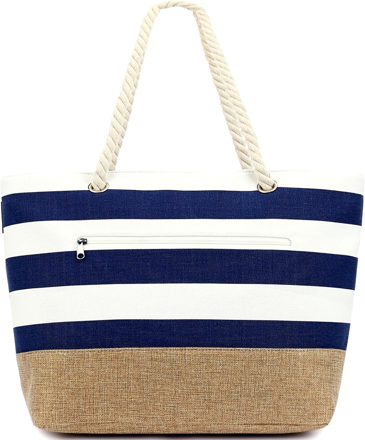 Large Canvas Beach Bag for Women, Beach Bags Waterproof Sandproof with Zipper & Wet Bag Cruise Essentials