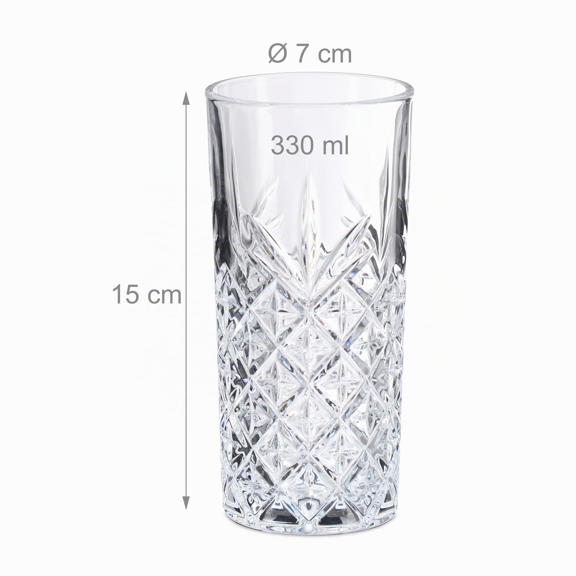 Relaxdays Bicchieri da Cocktail e Long Drink, Tumbler Alti da 300 ml, Calici in Vetro per Gin Tonic, Mojito, Trasparenti