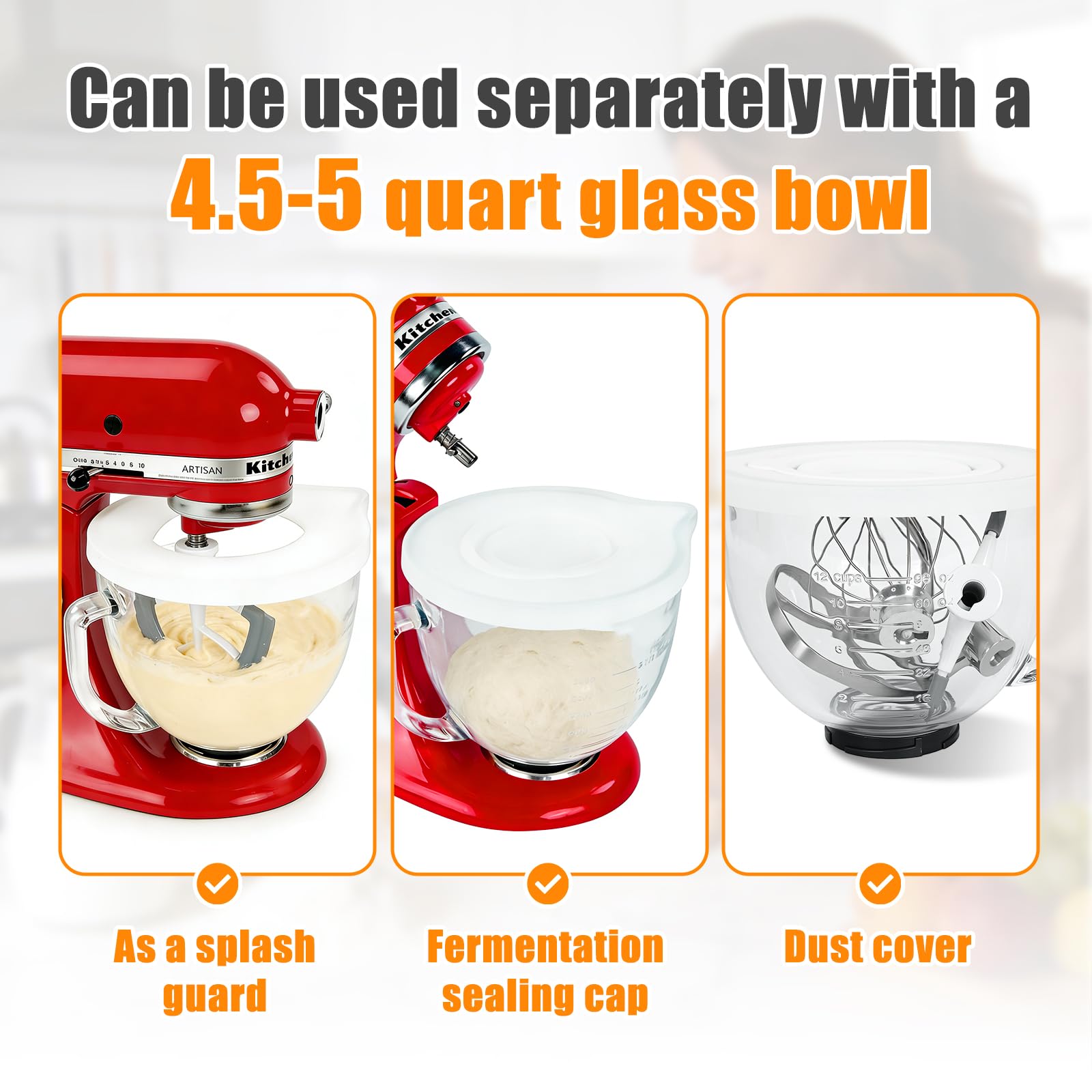 Silikonowe wkładki kompatybilne z miską miksera Kitchen Aid o pojemności 4,5-5 kwartału z uchylną głowicą, 2 pokrowce z pokrywkami (biały + zielony)