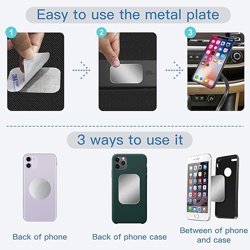 Miniatura 4 de OWLKELA Placa de metal de montaje para teléfono con imán de automóvil, soporte de cuna con adhesivo, adhesivo de repuesto universal compatible con