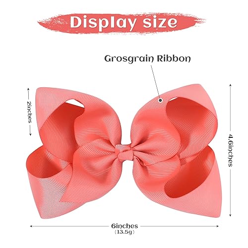 Miniatura 8 de Choicbaby 28 lazos para el cabello de 6 pulgadas para niñas, lazos grandes para el cabello con pinzas de cocodrilo, accesorios para el cabello para