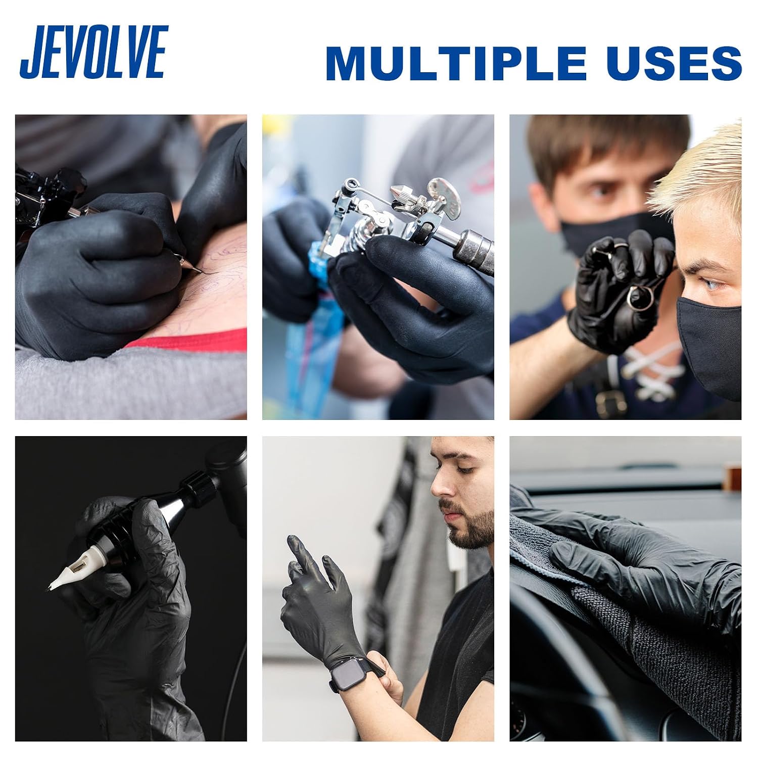 500 Pcs Dental Grade Leone Nitrile Gloves | 4.0G Finger Tips Texture Latex Powder-Free Professional Glove | Black - Large